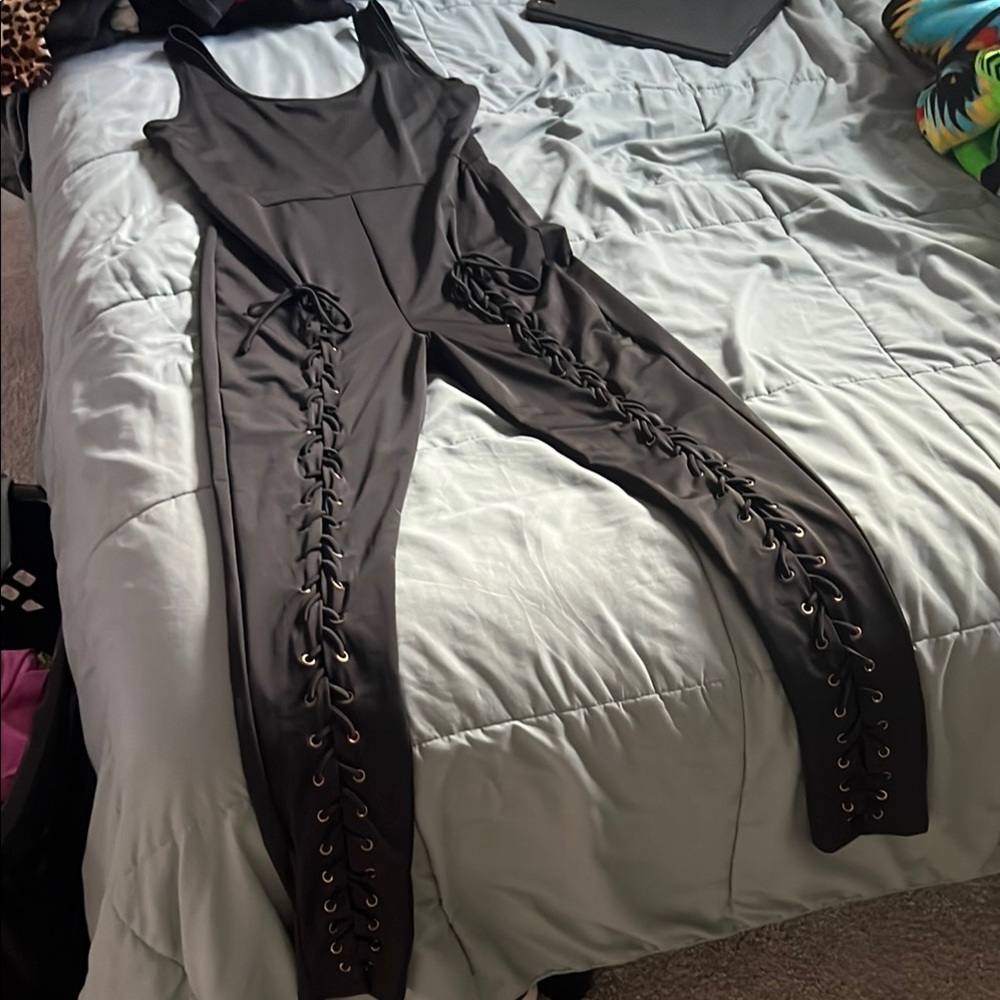 Love Black Lace-Up Jumpsuit